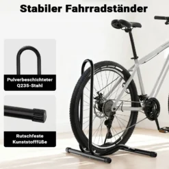 Toboli Mobiler Fahrradständer für ein Fahrrad bis 60mm Reifenbreite Montageständer Bodenständer für Reparatur, Montage usw.