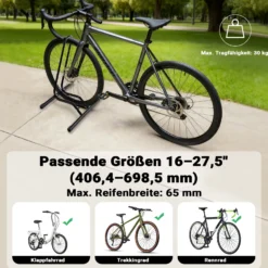 Toboli Mobiler Fahrradständer für ein Fahrrad bis 60mm Reifenbreite Montageständer Bodenständer für Reparatur, Montage usw.
