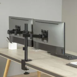 Toboli Monitorhalterung für zwei Monitore bis 32 Zoll Bildschirmhalterung Tischklemme VESA 75/100