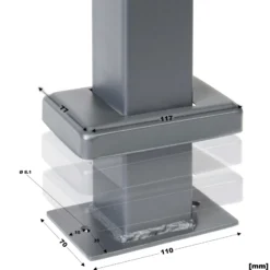 Toboli Paketbox Ständer Anthrazit 610 x 115 x 1500 mm, Standfuß mit 2 Pfosten für Briefkasten Paketkasten Mailbox, Briefkastenständer aus Stahl für Standbriefkasten