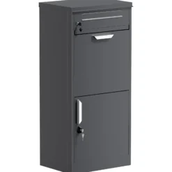 Toboli Paketkasten Anthrazit 500 x 370 x 1120 mm, Paketbox Zuhause, private Paketannahme passend für Pakete und Päckchen, Standbriefkasten Stahl