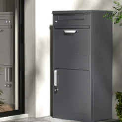 Toboli Paketkasten Anthrazit 500 x 370 x 1120 mm, Paketbox Zuhause, private Paketannahme passend für Pakete und Päckchen, Standbriefkasten Stahl
