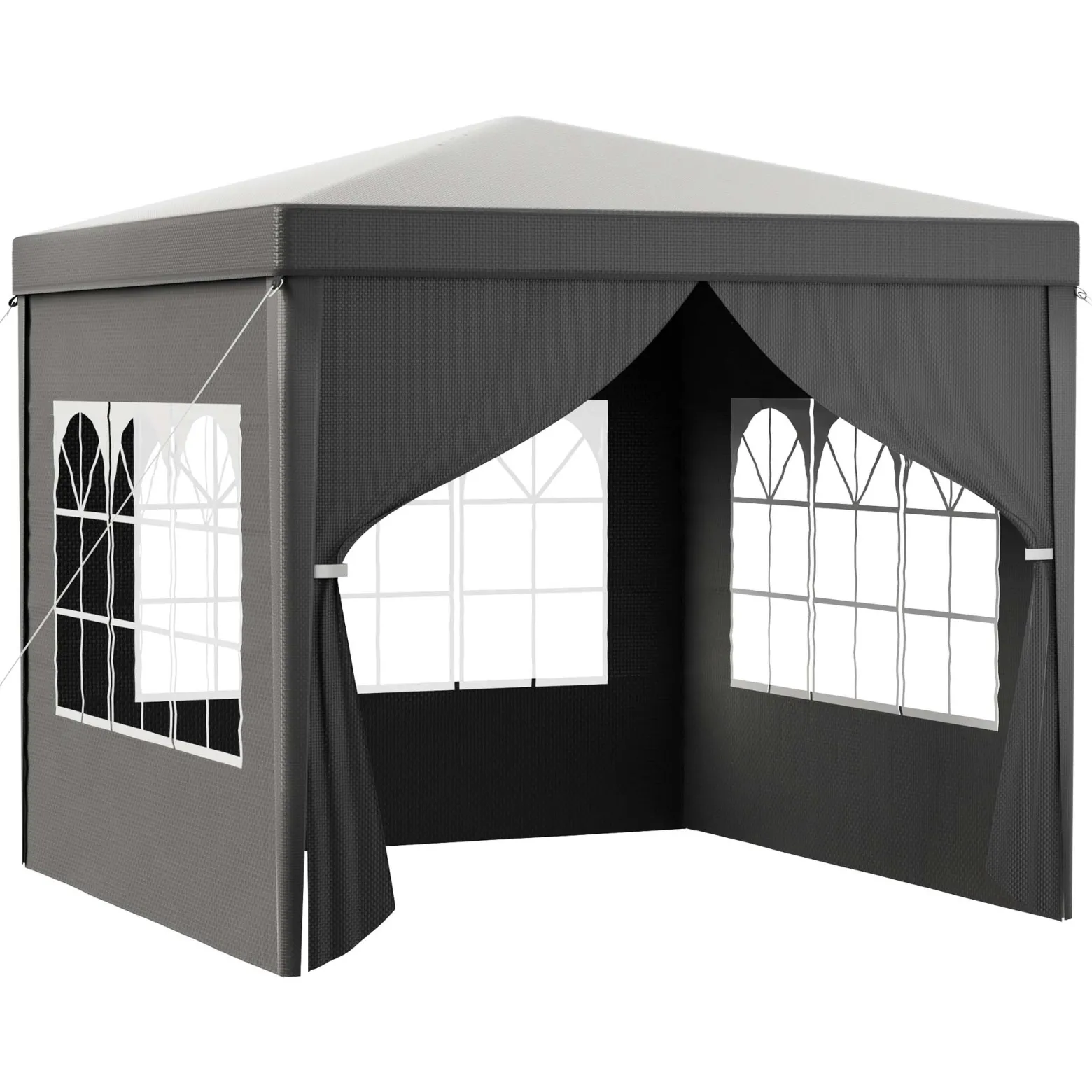 Toboli Pavillon 3 x 3 m in Grau mit UV-Schutz 50+, Gartenpavillon mit abnehmbaren Seiten, Partyzelt mit Fenstern für z. B. Terrasse und Festival