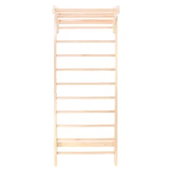 Toboli Sprossenwand in Holzoptik 220 cm, Sproßenwand bis 150kg mit höhenverstellbarer Stange, Turnwand für Kinder und Erwachsene