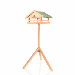 Toboli Vogelfutterhaus 119 cm mit Ständer, Vogelhaus aus Holz, wetterfestes Vogelfutterhäuschen mit Dreifuß, Futterhäuschen für Vögel