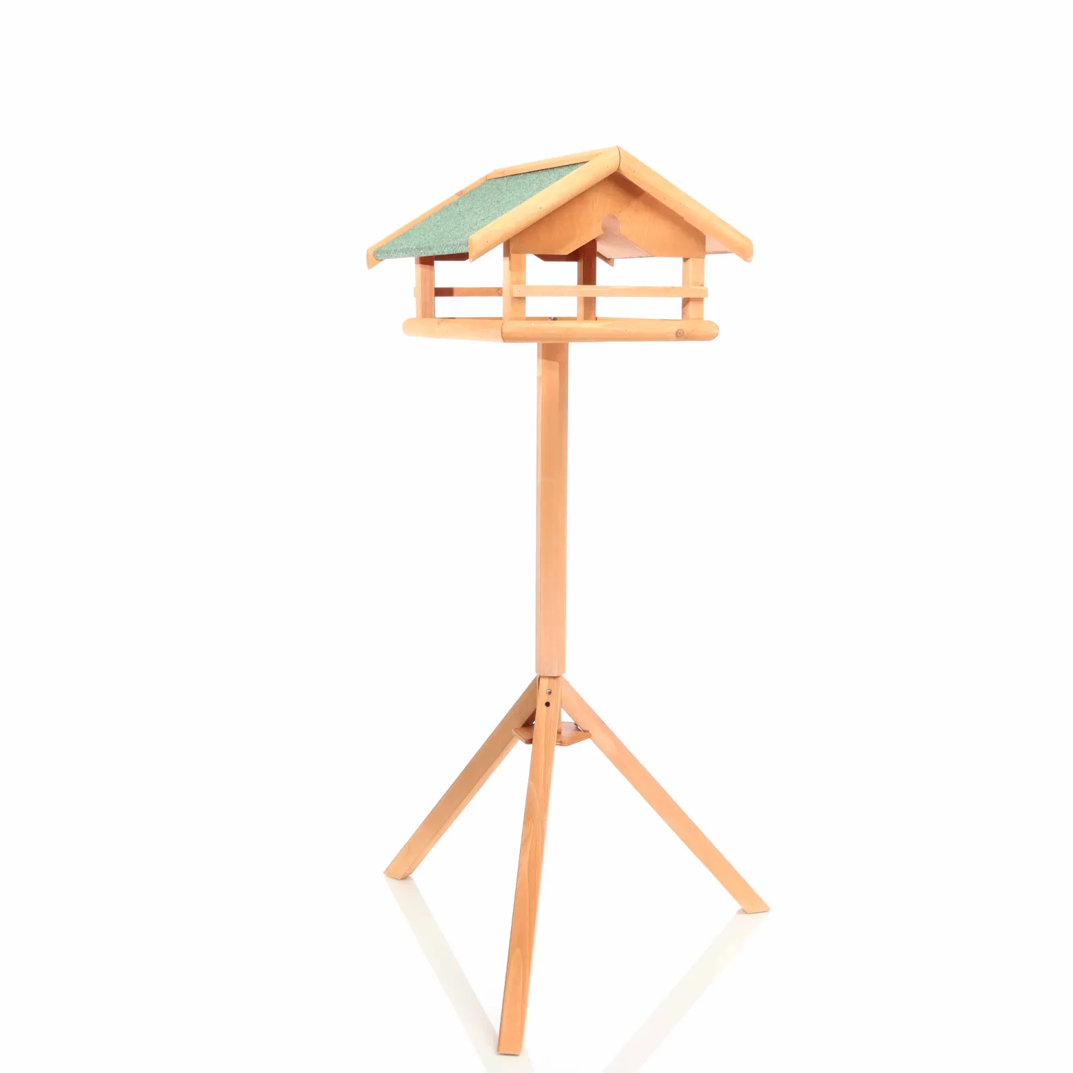 Toboli Vogelfutterhaus 119 cm mit Ständer, Vogelhaus aus Holz, wetterfestes Vogelfutterhäuschen mit Dreifuß, Futterhäuschen für Vögel