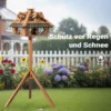 Toboli Vogelfutterhaus 115 cm mit Ständer, Vogelhaus aus Holz, wetterfestes Vogelfutterhäuschen mit Dreifuß, Futterhäuschen für Vögel
