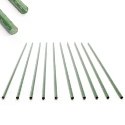 Toboli 10x Pflanzstäbe grün 120 cm Ø 11 mm Rankstäbe aus Metall und Kunststoff, Pflanzstangen für Tomaten und Kletterpflanzen