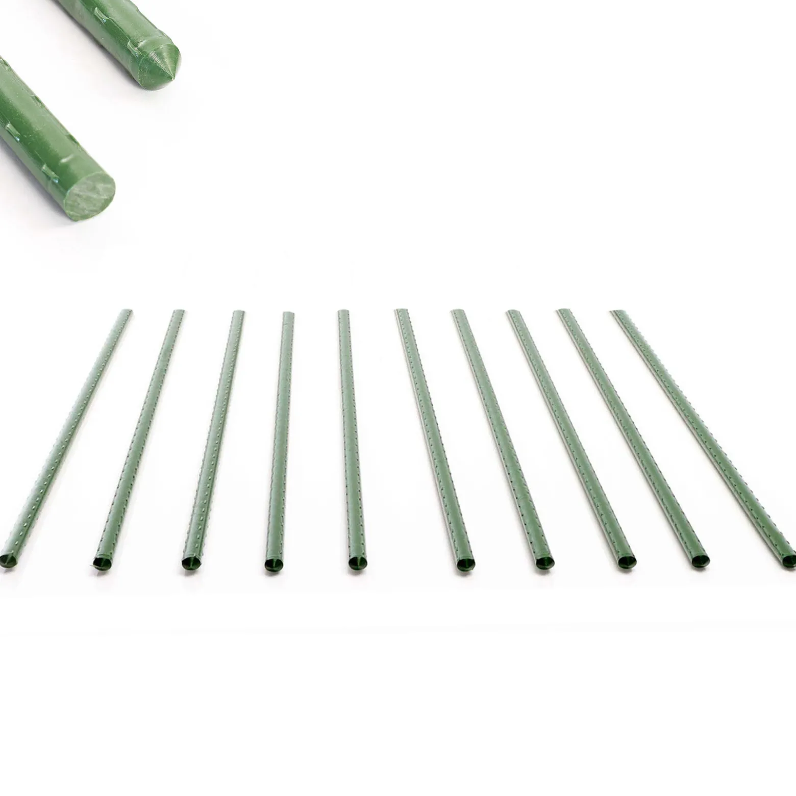 Toboli 10x Pflanzstäbe grün 60 cm Ø 8 mm Rankstäbe aus Metall und Kunststoff, Pflanzstangen für Tomaten und Kletterpflanzen