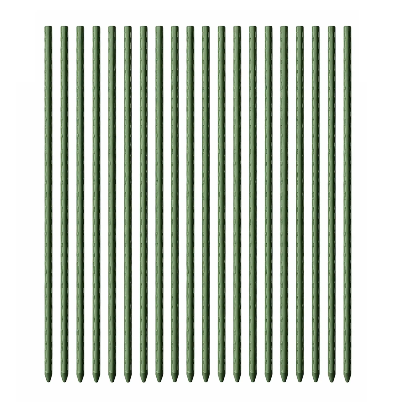 Toboli 20x Pflanzstäbe grün 150 cm Ø 11 mm Rankstäbe aus Metall und Kunststoff, Pflanzstangen für Tomaten und Kletterpflanzen