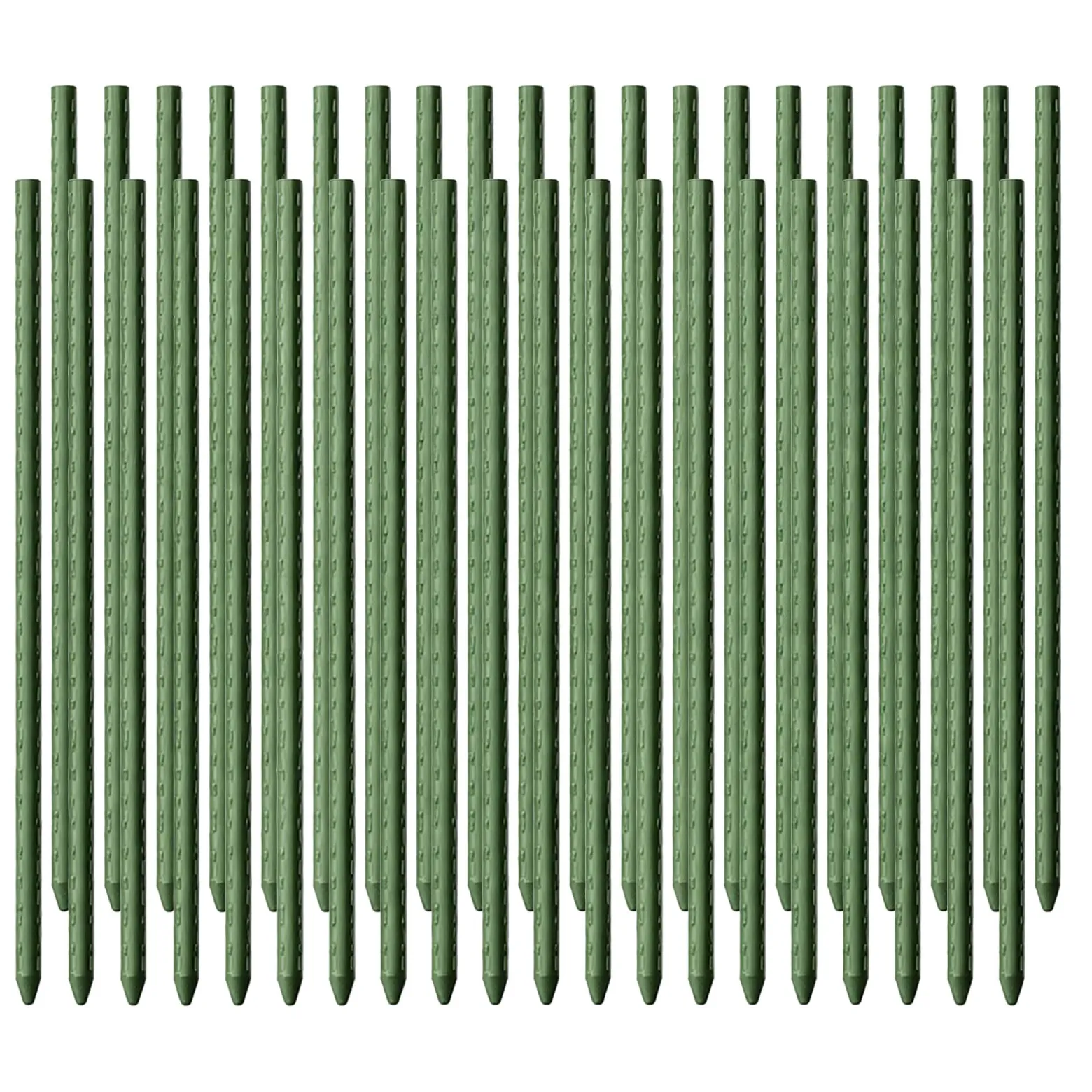 Toboli 40x Pflanzstäbe grün 60 cm Ø 8 mm Rankstäbe aus Metall und Kunststoff, Pflanzstangen für Tomaten und Kletterpflanzen