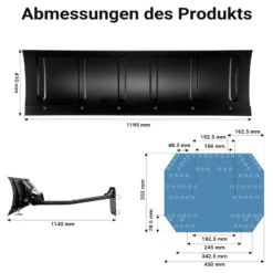 Universal Schneeschild 120x40 cm verstellbar für Rasentraktor Schneepflug Schneeschieber