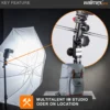 Walimex Blitzhalter und Schirmhalter - 120 x 67 x 35 mm - aus Metall - neigbar von -90°-+90° - mit Blitzschuh und Spigot Aufnahmen - Halterung für Kamera Foto Studio