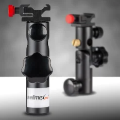 Walimex Blitzhalter und Schirmhalter - 120 x 67 x 35 mm - aus Metall - neigbar von -90°-+90° - mit Blitzschuh und Spigot Aufnahmen - Halterung für Kamera Foto Studio