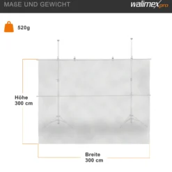 Walimex Diffusor Stoff 3 x 3 m, transparenter Lichtformer für weiches, diffuses Licht, hitzebeständig, als Fotohintergrund nutzbar, ideal für Fotostudio