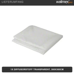 Walimex Diffusor Stoff 3 x 3 m, transparenter Lichtformer für weiches, diffuses Licht, hitzebeständig, als Fotohintergrund nutzbar, ideal für Fotostudio