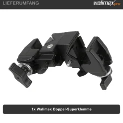 Walimex Doppel-Superklemme 100 x 100 x 180 mm mit 5/8 Spigot, Klemmbereich 10-60 mm