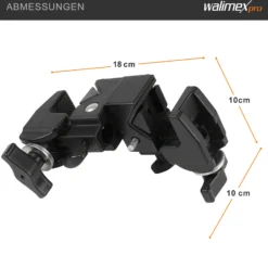 Walimex Doppel-Superklemme 100 x 100 x 180 mm mit 5/8 Spigot, Klemmbereich 10-60 mm
