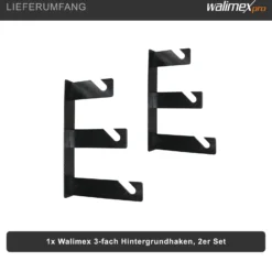 Walimex 2er-Set von 3-fach Hintergrundhaken - 210 x 40 x 330 mm - Belastbarkeit je Haken 6 kg - aus Metall - für Wand und Decke - Fotostudio Fotozubehör Kamera Zubehör für Fotohintergrund