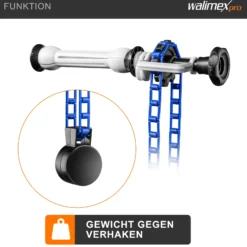 Walimex 3-fach Hintergrund Wandmontageset Schwarz Blau mit 2 Hintergrundhaken und Expan Set, für 3 Papierhintergründe, Wand und Deckenmontage, bis 6 kg belastbar