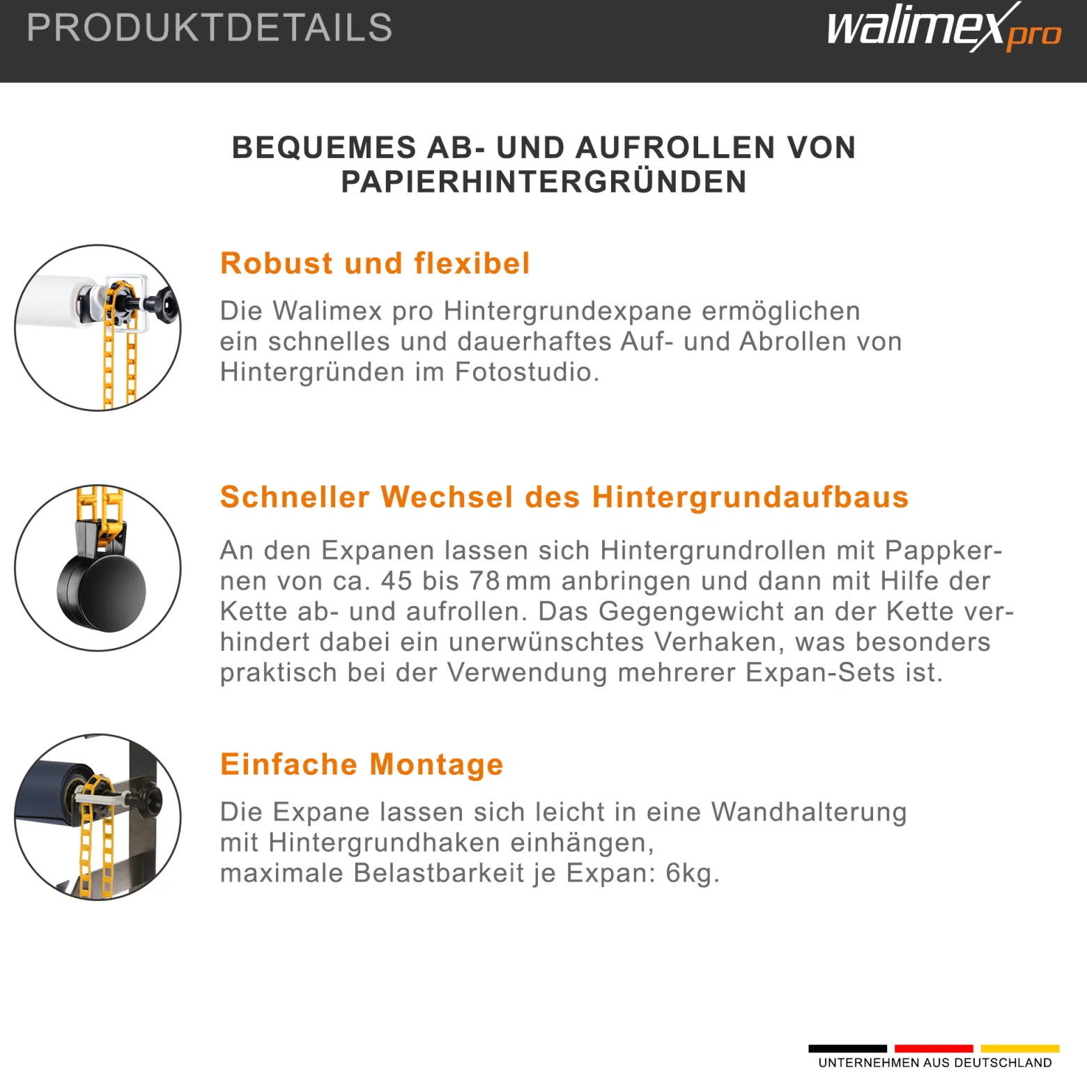 Walimex 5-fach Hintergrund Wandmontageset, 5er Set