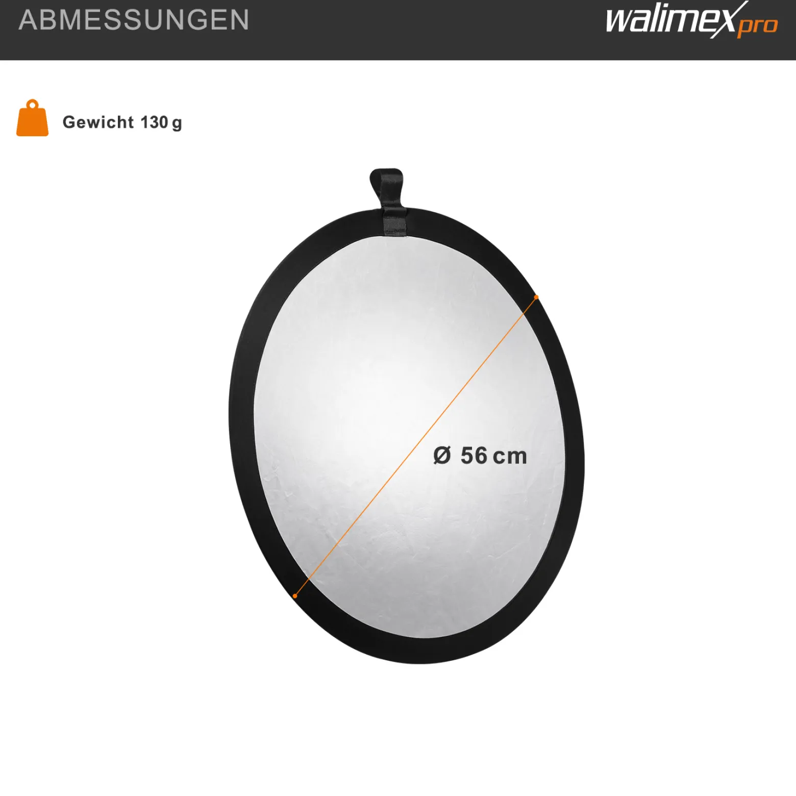 Walimex Faltreflektor gold-/silberfarben 56 cm, Reflektor faltbar, ideal für Fotografie, Foto-Reflektor zweifarbig für warme und kühle Lichtcharakteristik