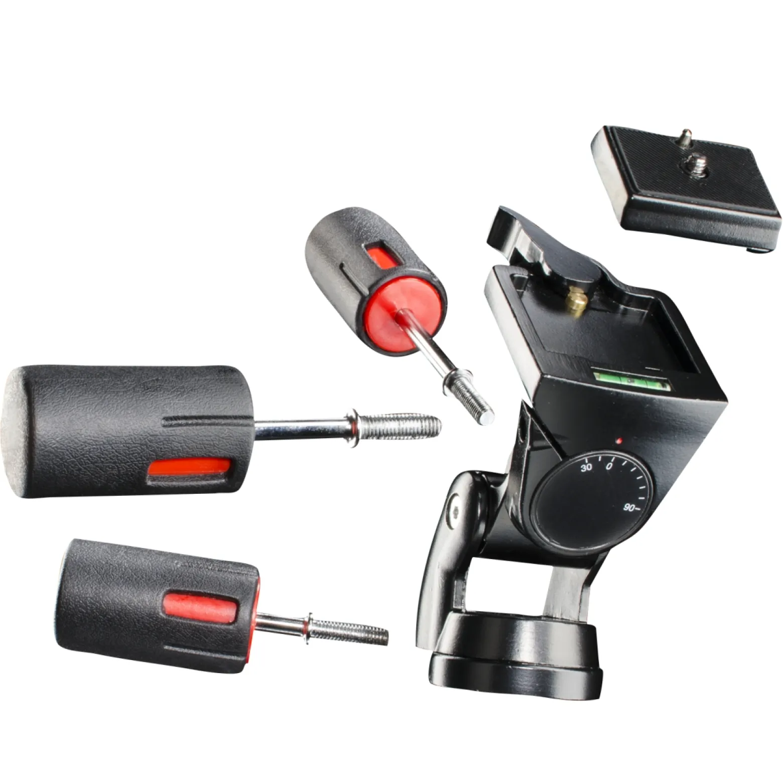 Walimex FT-010H Profi 3 Wege Neiger - 190 x 160 x 135 mm - max. Last 5 kg - 1/4" und 3/8" Anschluss - 3D Stativneiger inkl. Schnellwechselplatte - 3-Way-Pan für Fotografie und Videografie