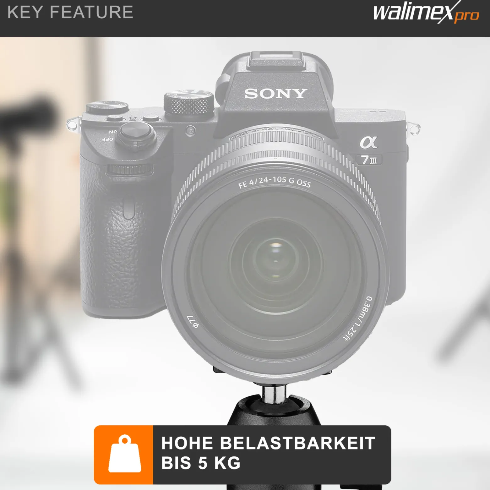 Walimex FT-002H Pro-Kugelkopf, hochwertiger Stativkopf mit Schnellwechselplatte, ideal für Einbeinstativ, Stativ-Kopf mit 1/4'' Kameraanschluss & 1/4'', 3/8'' Stativgewinde