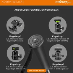 Walimex FT-1502 Pro Einbeinstativ 177 cm, robustes Fotostativ aus Aluminium, Kamerastativ mit 10 kg Traglast, Stativ für DSLR, DSLM und Kompaktkameras, inkl. Transporttasche