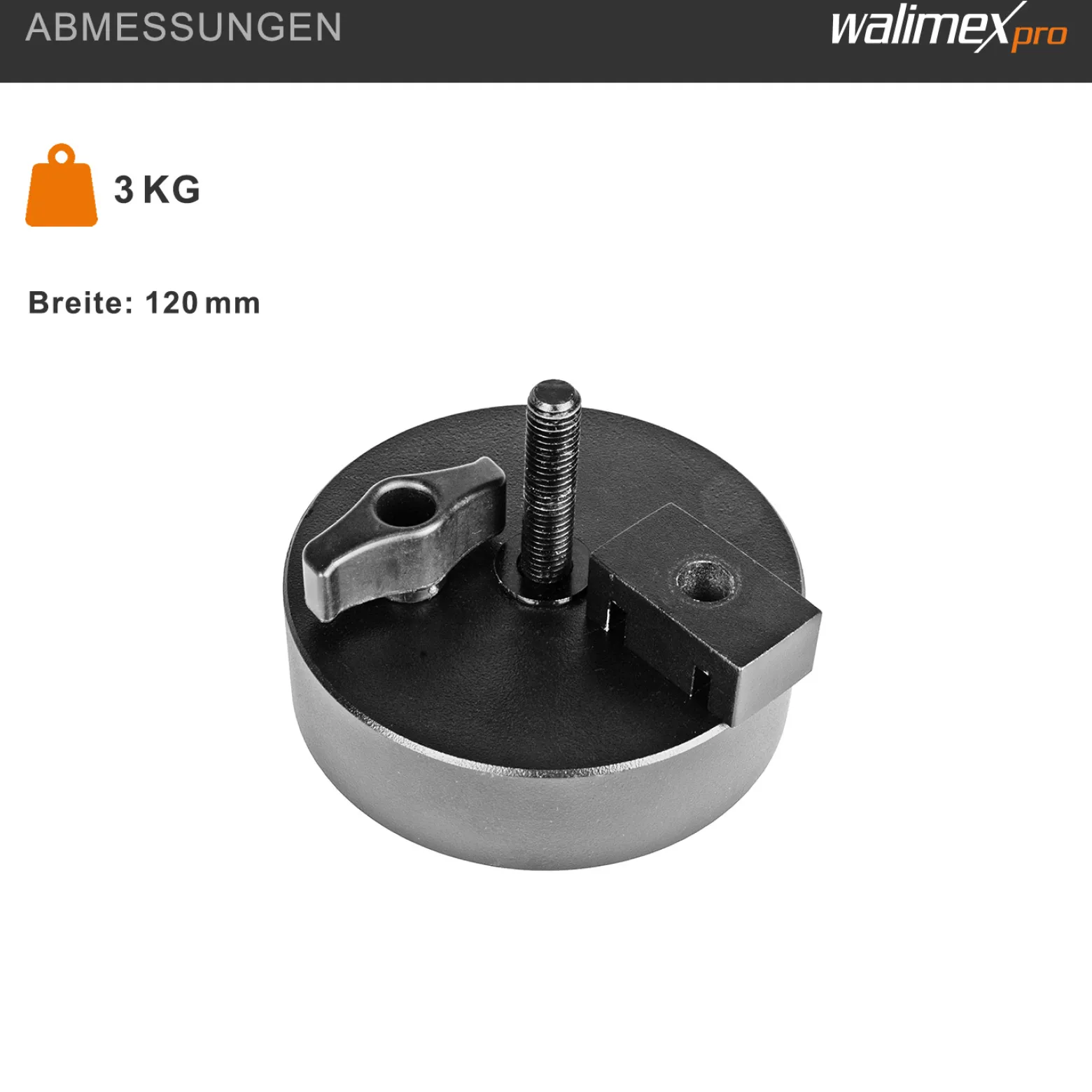 Walimex Gewicht für Galgenstative und Lampenständer, 3 kg für optimale Beschwerung von Kamera- oder Lichtstativen, kompakt und transportabel, ideal für Fotostudio
