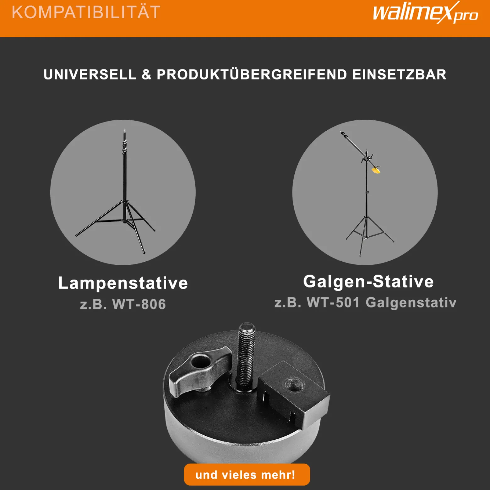 Walimex Gewicht für Galgenstative und Lampenständer, 3 kg für optimale Beschwerung von Kamera- oder Lichtstativen, kompakt und transportabel, ideal für Fotostudio