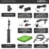 Walimex Greenscreen Komplettset, Green Screen Studio inkl. Stativ, Ringleuchte, Mikrofon, Videostudio Hintergrund mit Smartphone-Halter