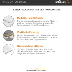 Walimex Haftpaste Value Pack Modellierpaste 300 g, wiederverwendbare Fixierpaste für Fotostudio, rückstandsfrei, nicht fettend