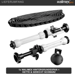 Walimex Hintergrundexpan mit Kette und Gewicht 320 x 130 x 85 mm, Farbe schwarz, für Pappkerne 45-78 mm, max. Traglast 6 kg
