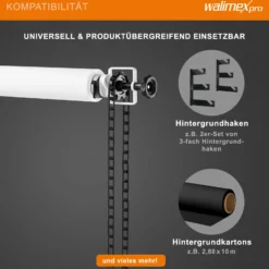 Walimex Hintergrundexpan mit Kette und Gewicht 320 x 130 x 85 mm, Farbe schwarz, für Pappkerne 45-78 mm, max. Traglast 6 kg
