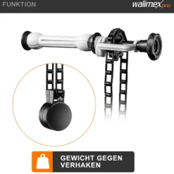 Walimex Hintergrundexpan mit Kette und Gewicht 320 x 130 x 85 mm, Farbe schwarz, für Pappkerne 45-78 mm, max. Traglast 6 kg
