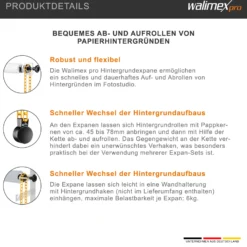 Walimex Hintergrundexpan mit Kette und Gewicht 320 x 130 x 85 mm, Farbe orange, für Pappkerne 45-78 mm, max. Traglast 6 kg