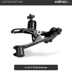 Walimex 4 in 1 Studioklemme 170 x 110 x 90 mm mit 5/8 Spigot, 1/4