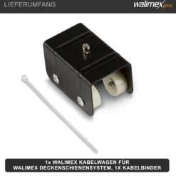 Walimex Kabelwagen für Deckenschienensystem - 60 x 40 x 50 mm - mit 4 Rädern und Kabelbinder - für Schienen System für Lampen Lichtquellen Kameras Studio Equipment