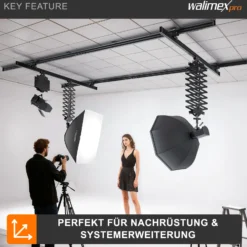 Walimex Kabelwagen für Deckenschienensystem - 60 x 40 x 50 mm - mit 4 Rädern und Kabelbinder - für Schienen System für Lampen Lichtquellen Kameras Studio Equipment