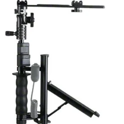 Walimex Klapp Blitzschiene mit Teleskop Arm - 280 x 155 x 79 mm - mit 1/4" Anschluss, Blitzschuh, Schnellwechselplatte mit 1/4" Gewinde und Tasche - Foto Studio Equipment