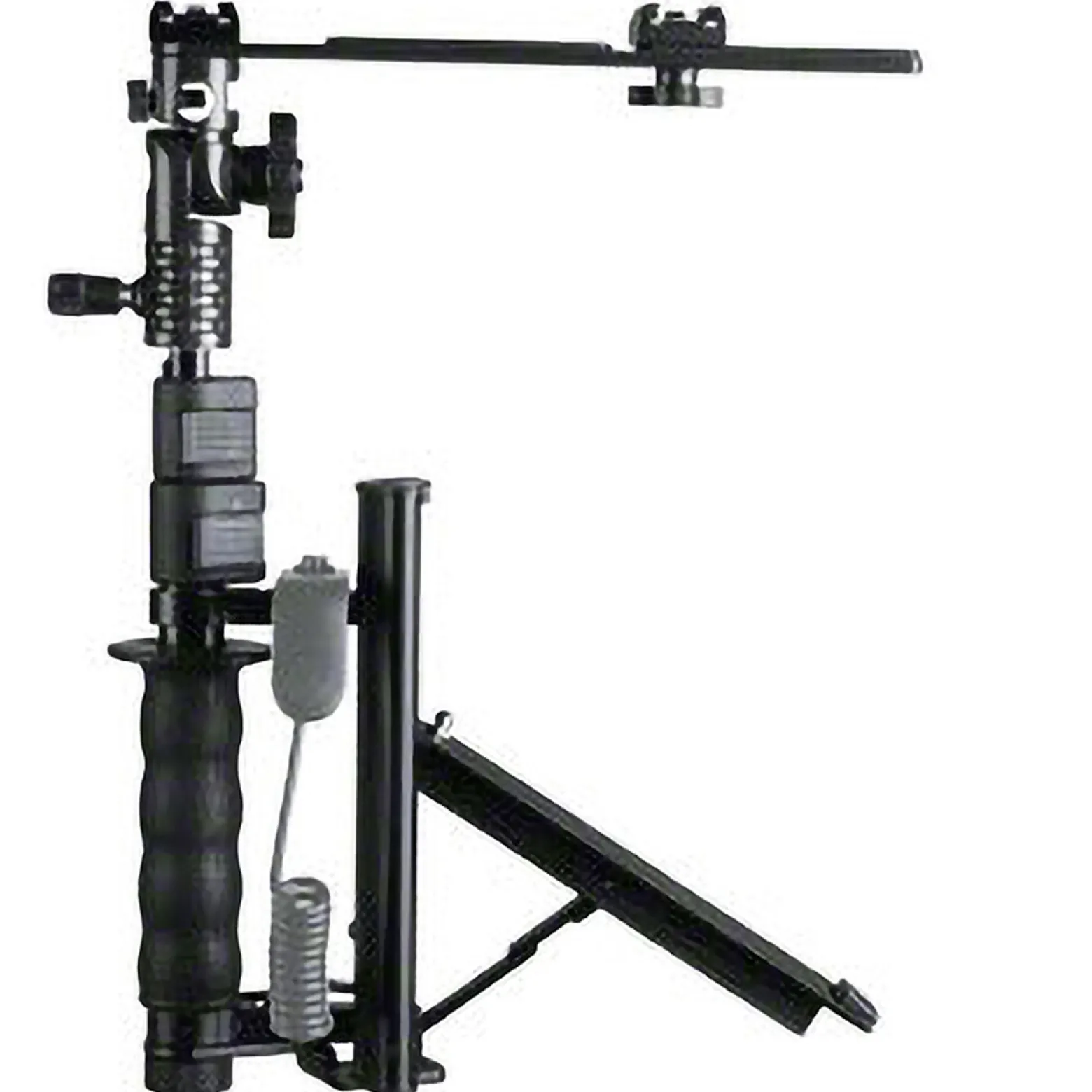 Walimex Klapp Blitzschiene mit Teleskop Arm - 280 x 155 x 79 mm - mit 1/4" Anschluss, Blitzschuh, Schnellwechselplatte mit 1/4" Gewinde und Tasche - Foto Studio Equipment