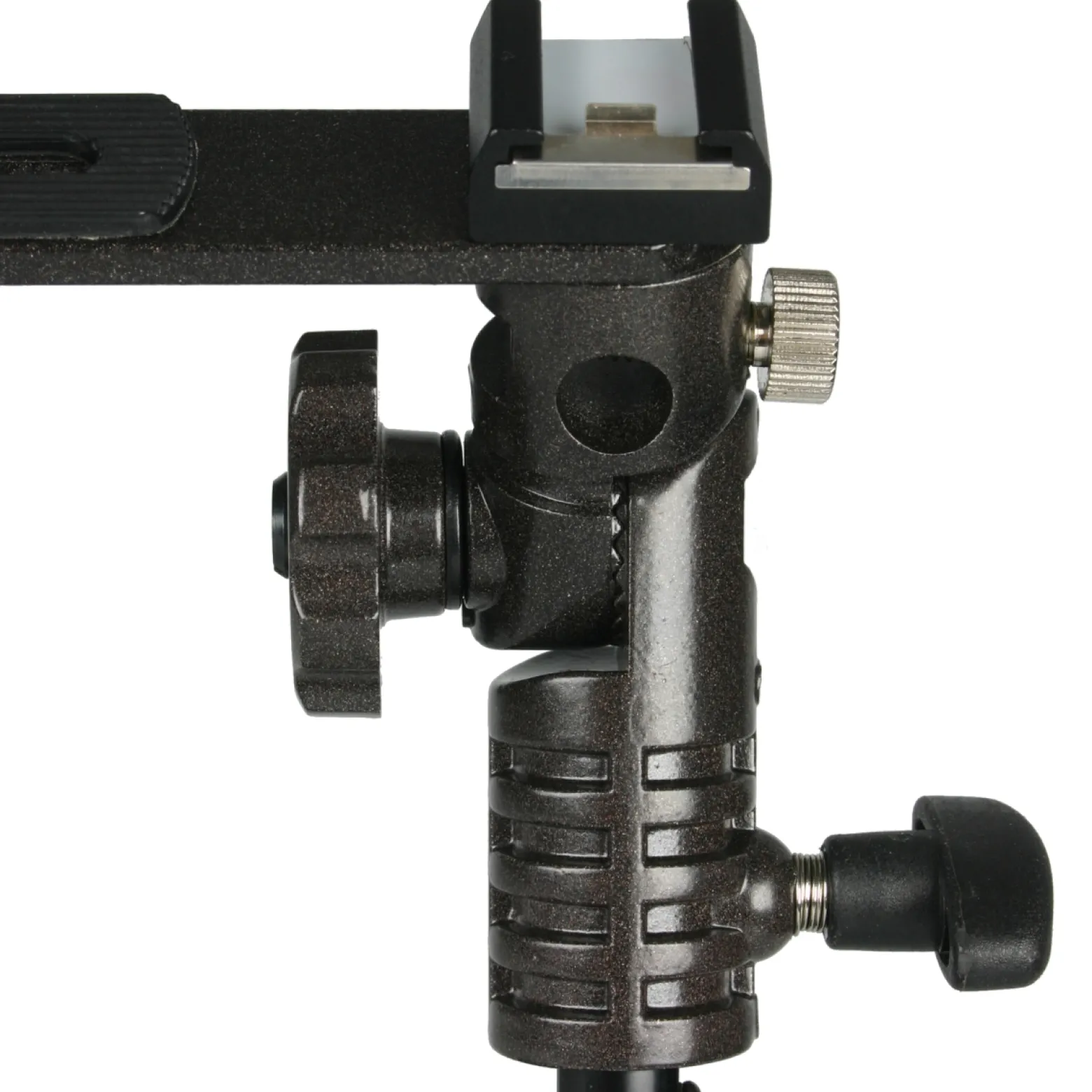 Walimex Klapp Blitzschiene mit Teleskop Arm - 280 x 155 x 79 mm - mit 1/4" Anschluss, Blitzschuh, Schnellwechselplatte mit 1/4" Gewinde und Tasche - Foto Studio Equipment