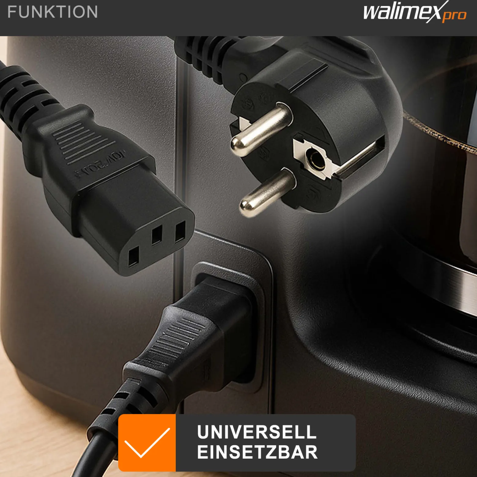 Walimex Netzkabel 4 m mit Kaltgerätestecker für Studioblitzgeräte und Kaltgeräte