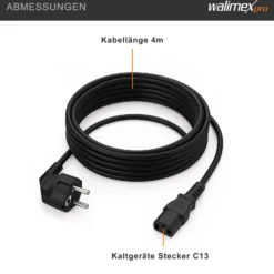 Walimex Netzkabel 4 m mit Kaltgerätestecker für Studioblitzgeräte und Kaltgeräte