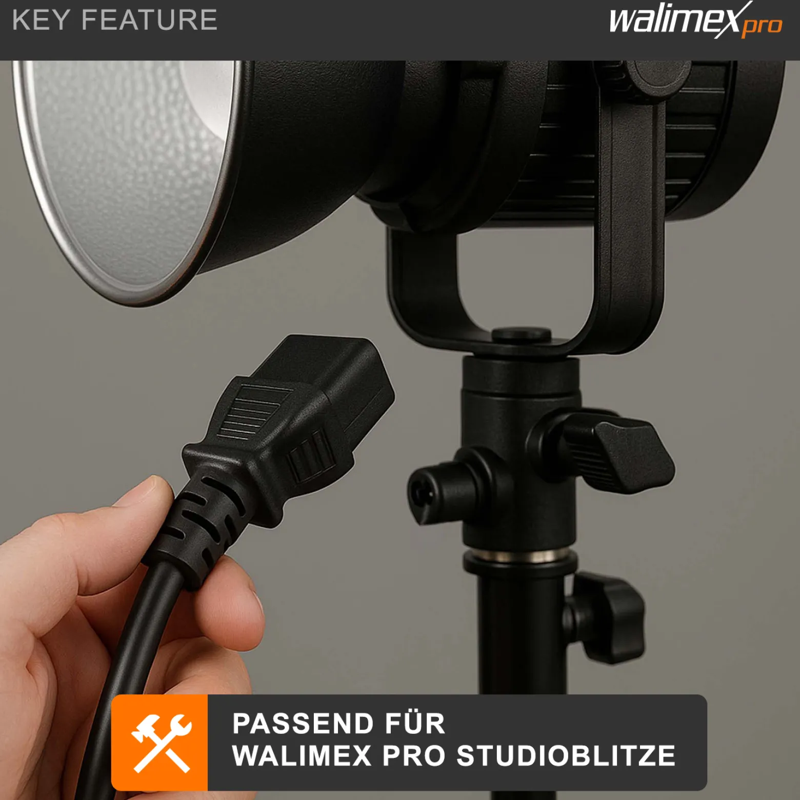 Walimex Netzkabel 4 m mit Kaltgerätestecker für Studioblitzgeräte und Kaltgeräte