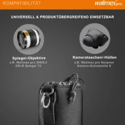 Walimex Objektivbeutel NEO 300 Modell 2011, Größe M / 10 x 10 x 15 cm, aus Neopren, wasserabweisend, mit Tunnelzug, für Kameraobjektive, Objektiv Köcher für Foto Studio Shooting