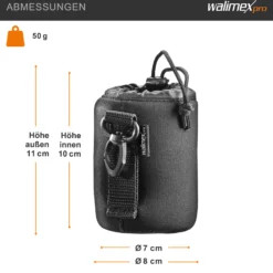 Walimex Objektivbeutel NEO 300 Modell 2011, Größe S / 7 x 7 x 10 cm, aus Neopren, wasserabweisend, mit Tunnelzug, für Kameraobjektive, Objektiv Köcher für Foto Studio Shooting