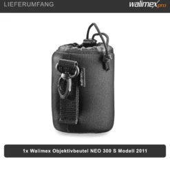 Walimex Objektivbeutel NEO 300 Modell 2011, Größe S / 7 x 7 x 10 cm, aus Neopren, wasserabweisend, mit Tunnelzug, für Kameraobjektive, Objektiv Köcher für Foto Studio Shooting