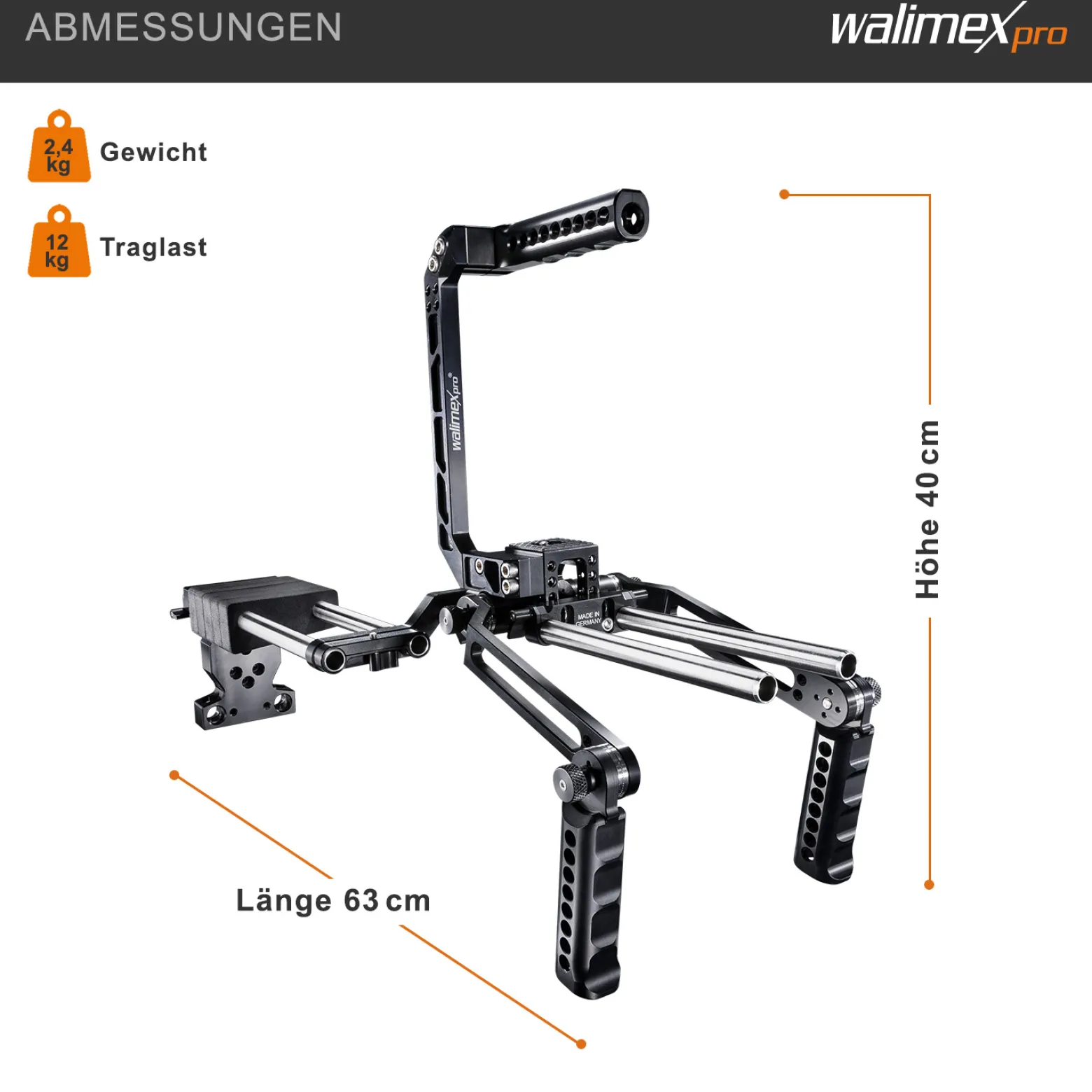 Walimex pro Action-Set Video Rig Mutabilis - aus Luftfahrtaluminium - inkl. Schulterstütze, Top Handle, Basiseinheit und Zubehör - Kamerakäfig Rahmen - Kamerazubehör